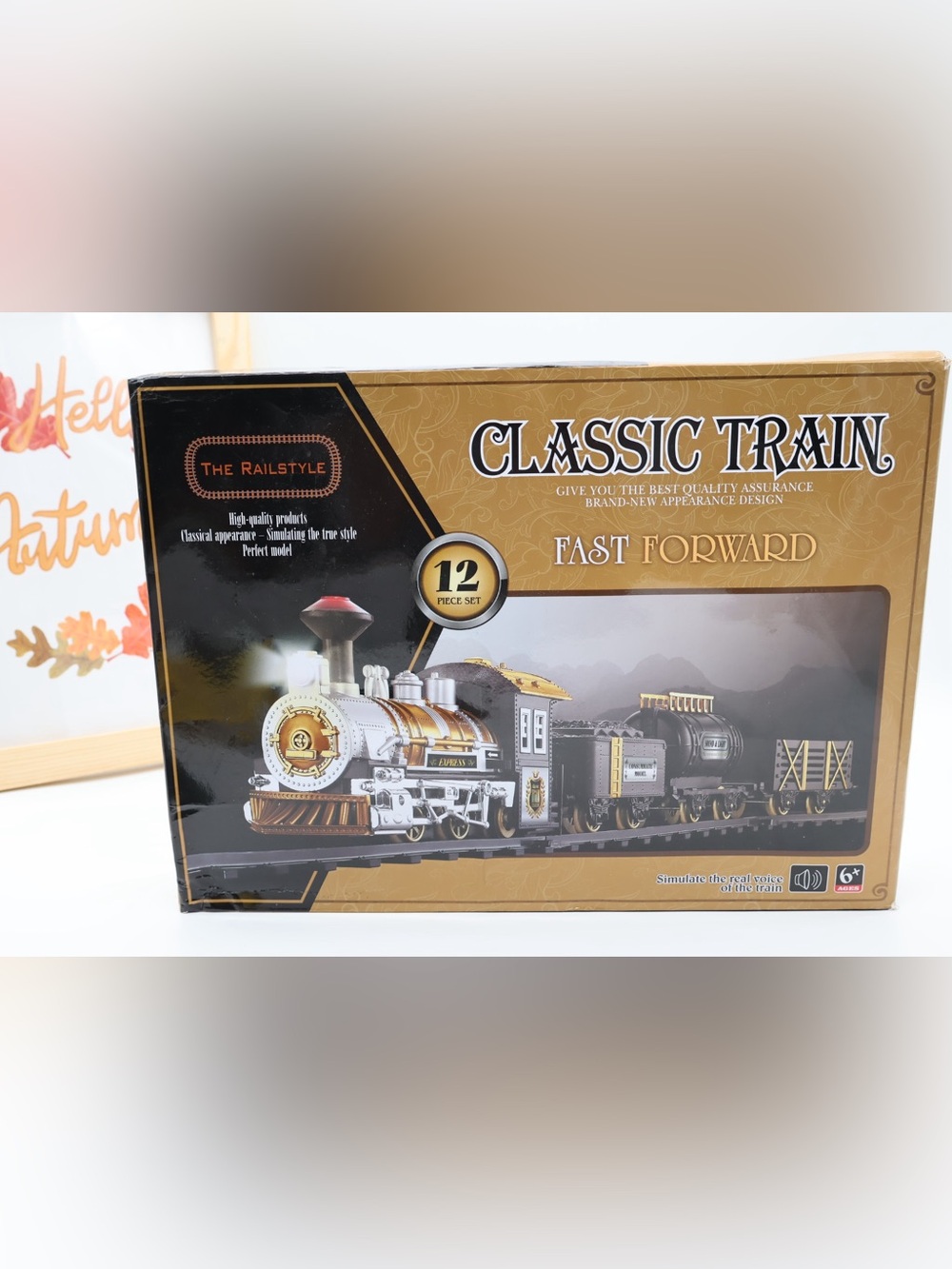 Classic Gold and White Decorative Toy Train Set - Classic